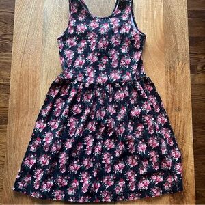 Floral Black and Pink Girls Dress